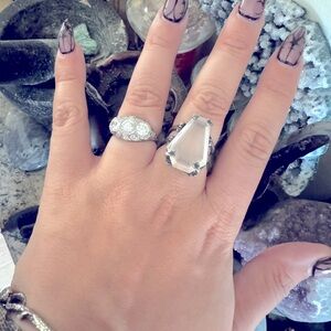 Bloodmilk large ghost quartz coffin ring